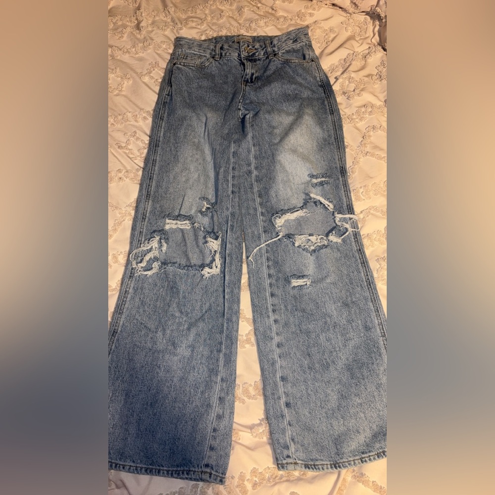 PacSun Light Blue Distressed Women's Flare Jeans